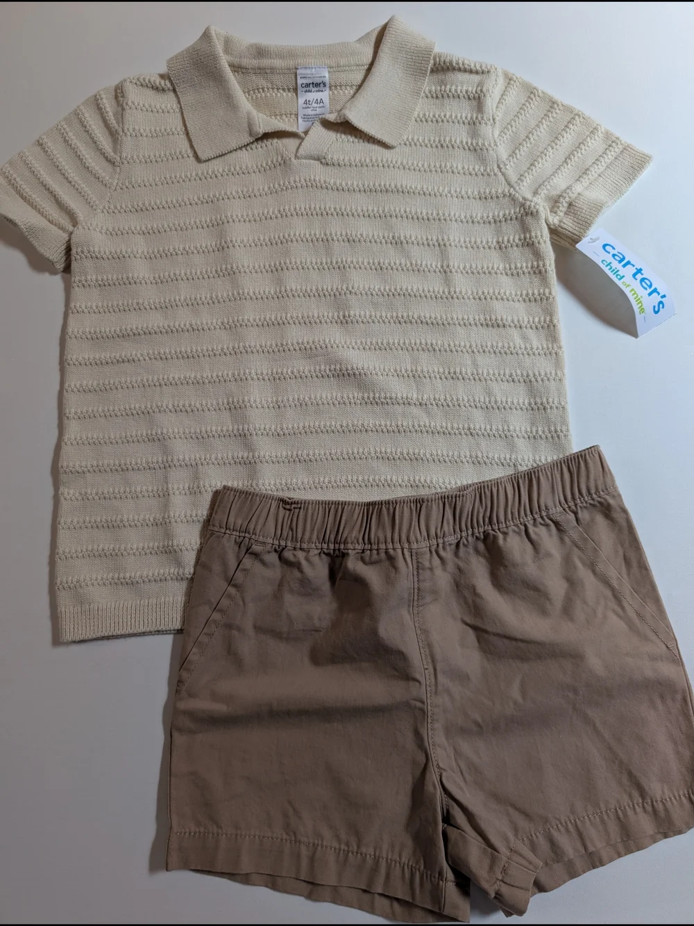 4T Boys - Carter's Cream Knit Polo Shirt for Kids